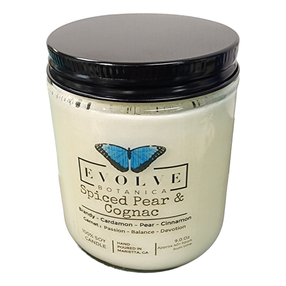 Evolve Botanica Classic 9oz Jam Jar Crystal Soy Candle - Spiced Pear & Cognac (Garnet)