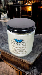 Evolve Botanica Classic 9oz Jam Jar Crystal Soy Candle - White Birch (Snow Quartz & Onyx)