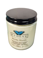 Evolve Botanica Classic 9oz Jam Jar Crystal Soy Candle - White Birch (Snow Quartz & Onyx)