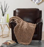 Evolve Botanica Chenille Chunky Knit Throw Blanket - Mushroom