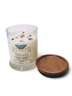 Evolve Botanica Nebula sipper candle white background open lid