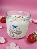 Rocks Candle - Berry & Bloom (Wood Wick Soy Candle Green Aventurine Rose Quartz)