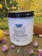 Bergamot & Blossoms 9oz Jam Jar Soy Candle, Citrine & Green Quartz