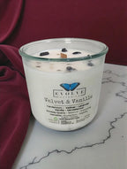 Rocks Candle - Velvet & Vanille (Wood Wick Soy Candle Smoky Quartz Hematite)