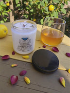 Bergamot & Blossoms 9oz Jam Jar Soy Candle, Citrine & Green Quartz