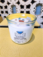 Rocks Candle - Bergamot & Blossoms (Wood Wick, Citrine, Green Quartz, Soy Candle)
