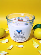 Rocks Candle - Bergamot & Blossoms (Wood Wick, Citrine, Green Quartz, Soy Candle)