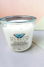 Rocks Candle – Rhubarb & Pandan Cake (Wood Wick, Rhyolite & Pink Aventurine, Soy Candle)
