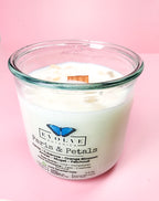 Rocks Candle - Paris & Petals (Wood Wick Soy Candle Rose Quartz Peach Moonstone)