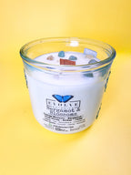 Rocks Candle - Bergamot & Blossoms (Wood Wick, Citrine, Green Quartz, Soy Candle)