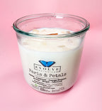 Rocks Candle - Paris & Petals (Wood Wick Soy Candle Rose Quartz Peach Moonstone)