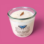 Evolve Botanica Berry Vanilla Rocks Candle — wood wick soy candle topped with Rose Quartz, scented with cherry, vanilla and citrus