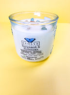 Rocks Candle - Bergamot & Blossoms (Wood Wick, Citrine, Green Quartz, Soy Candle)