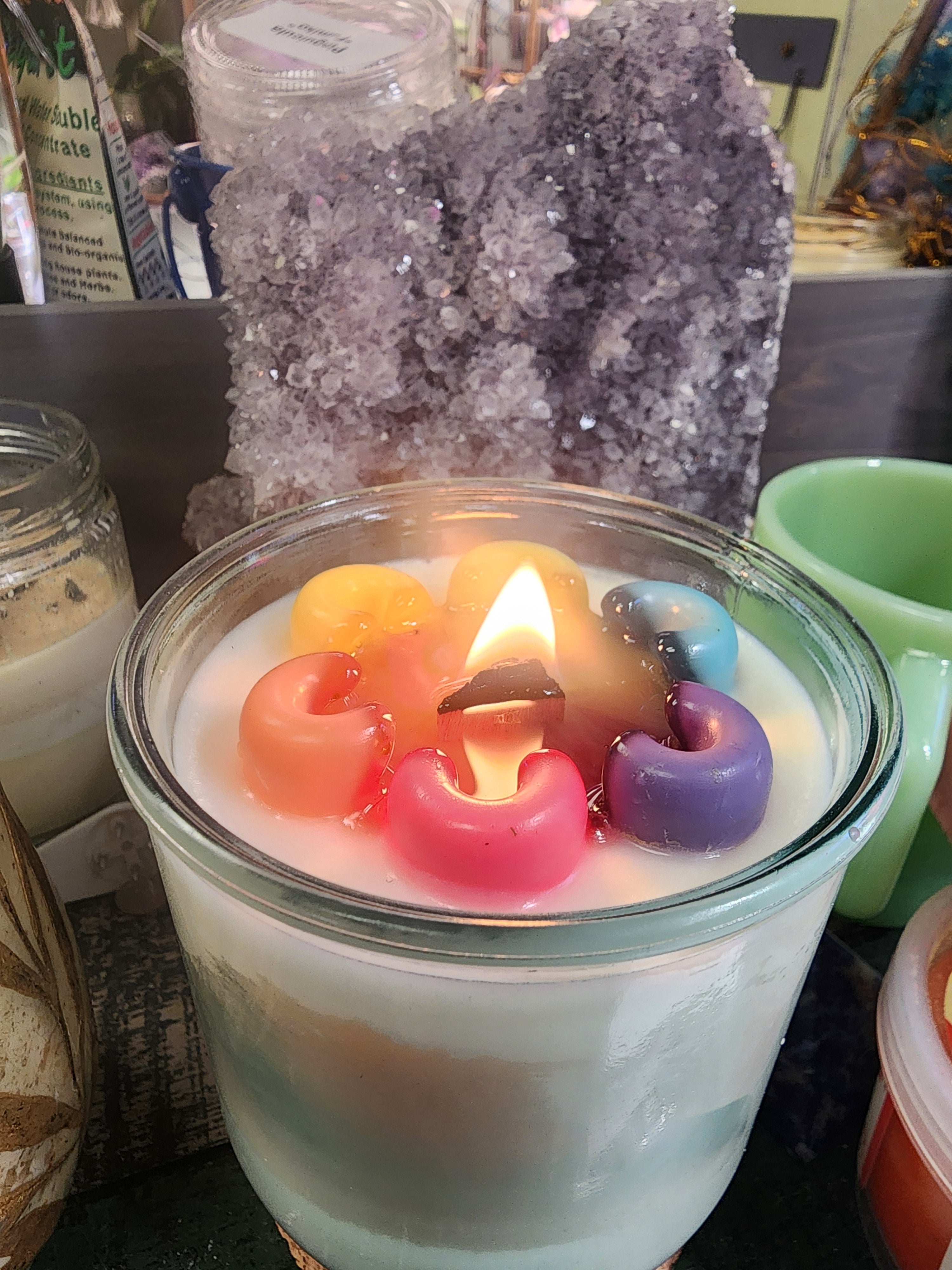 Saturday Morning Cartoons Candle - Cereal Scented Soy Candle with Wood Wick & Wax Cereal Loops