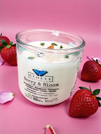 Rocks Candle - Berry & Bloom (Wood Wick Soy Candle Green Aventurine Rose Quartz)